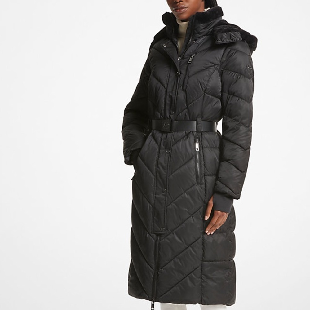 Michael Kors Black Belted Puffer Coat